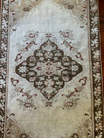 Dimensions: 3'3.5" x 5'5.5"  Palette includes cinnamon, tan, chocolate, and salmon.&nbsp;  Vintage Turkish Rug from Anatolia, handmade of wool c. 1970.&nbsp;